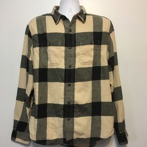 American Eagle Heritage Black/Tan Plaid Shirt Sz L